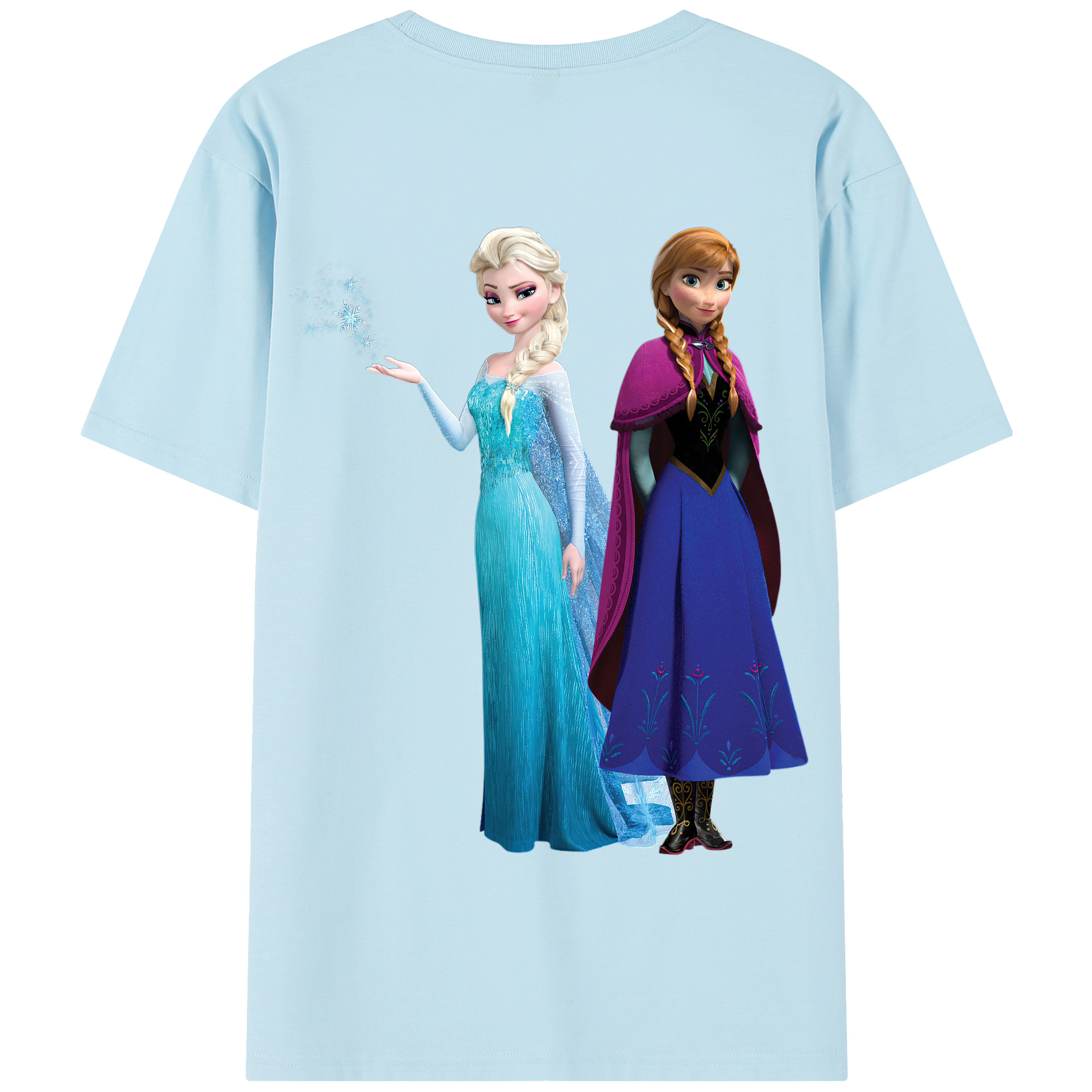 （画像用） アナと雪の女王 アンナ エルサ Frozen Anna Elsa 綿100％半袖Tシャツ（背面プリント）